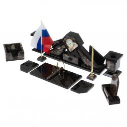 Письменный набор "Алмаз" из камня конгломерат