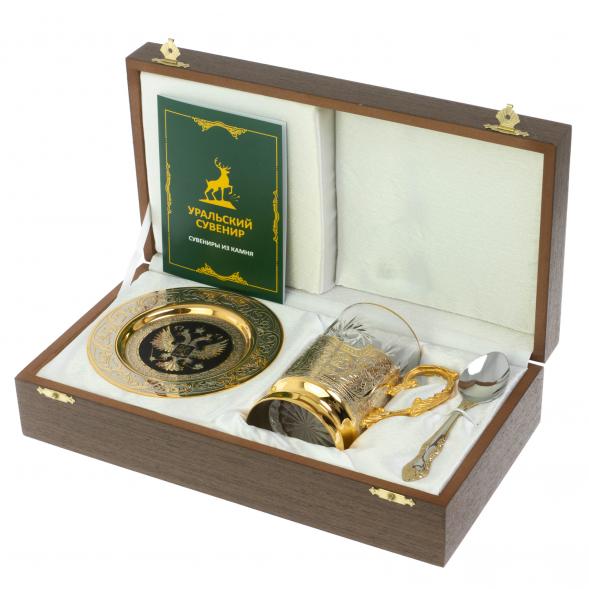 Чайная пара &amp;quot;Герб России&amp;quot; с чернением 260 мл Златоуст 128591