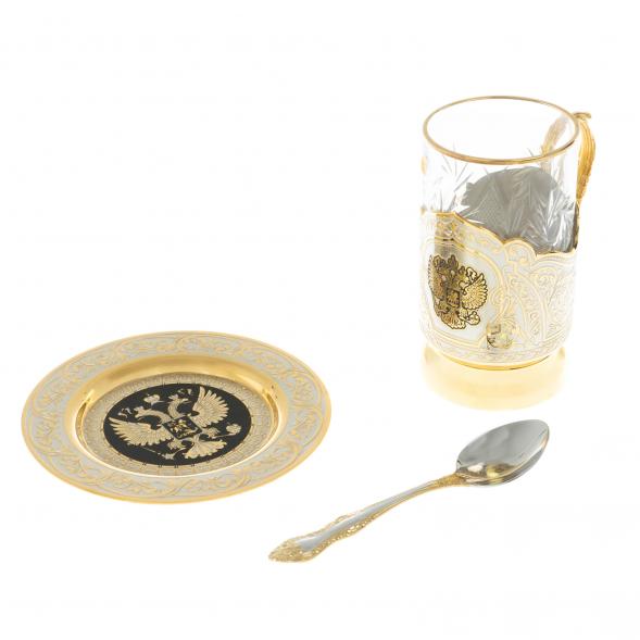 Чайная пара &amp;quot;Герб России&amp;quot; с чернением 260 мл Златоуст 128591