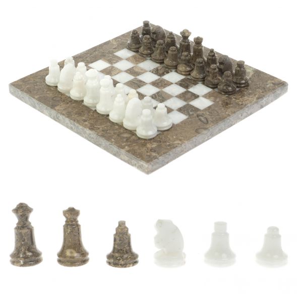 Шахматы &amp;quot;Сувенирные&amp;quot; белый мрамор, ракушечник доска 20х20 см 128891