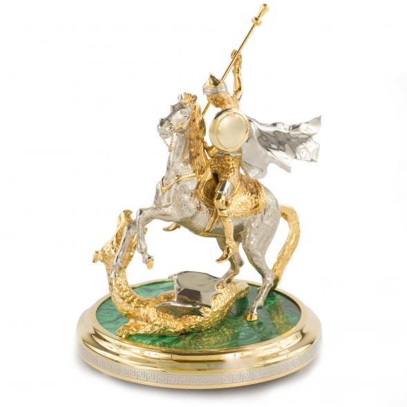 Статуэтка из бронзы &amp;quot;Святой Георгий Победоносец&amp;quot; камень малахит 113942