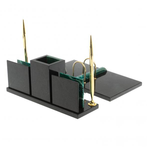 Настольный набор &amp;quot;Офисный&amp;quot; с часами камень змеевик 127582