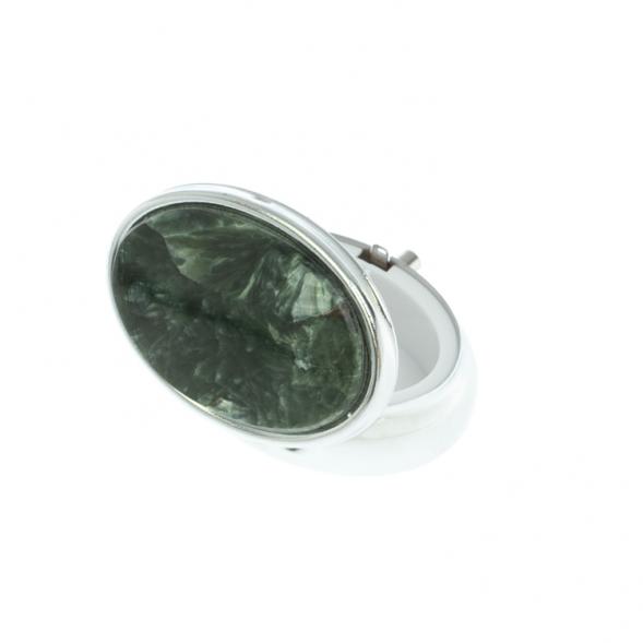 Таблетница овальная на 2 отделения камень серафинит 5,5х4,5х2 см 128523