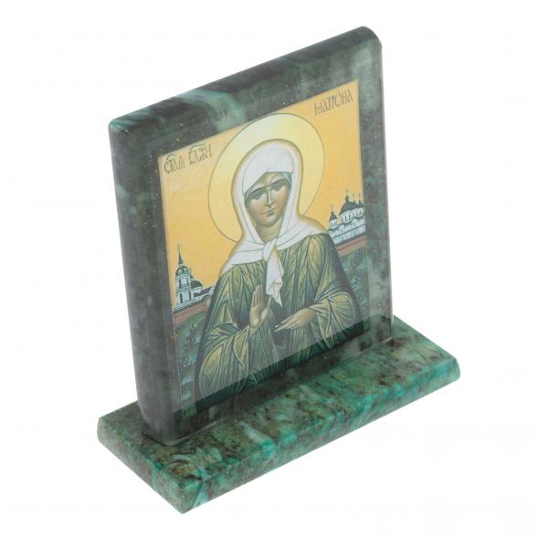 Икона настольная &amp;quot;Матрона Московская&amp;quot; камень змеевик 11,5х4,5х12 см 126797