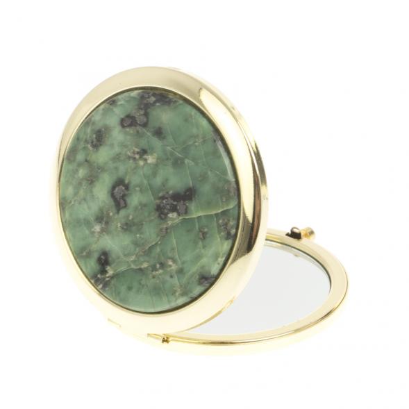 Зеркало круглое из камня офит цвет золото 127184