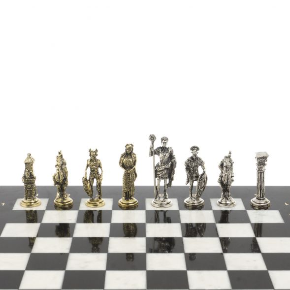 Шахматы &amp;quot;Галлы и Римляне&amp;quot; доска 36х36 см черно-белая мрамор змеевик 127268