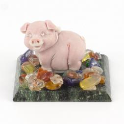 Сувенир "Поросенок с бантом" из мрамолита