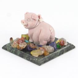 Сувенир "Поросенок с бантом" из мрамолита