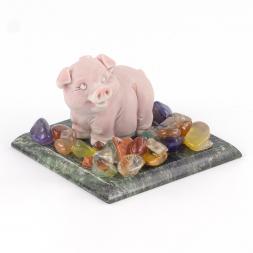 Сувенир "Поросенок с бантом" из мрамолита