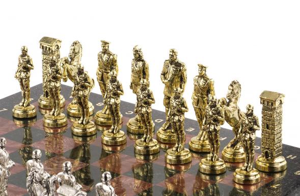 Шахматы эксклюзивные &amp;quot;Великая Отечественная война&amp;quot; доска 44х44 см из камня лемезит 120692