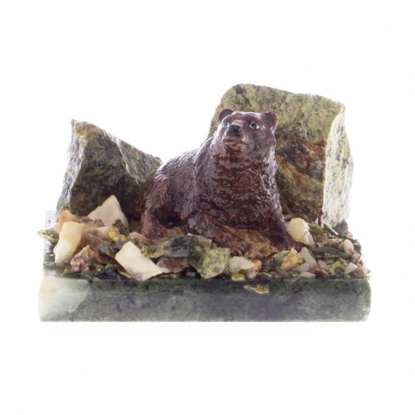 Сувенир с фигуркой &amp;quot;Мишка лежит&amp;quot; камень змеевик 122178