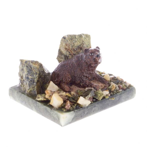 Сувенир с фигуркой &amp;quot;Мишка лежит&amp;quot; камень змеевик 122178