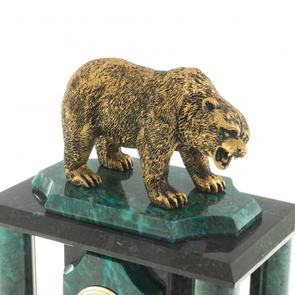 Часы из змеевика с фигуркой из мрамолита &amp;quot;Медведь&amp;quot; 122791