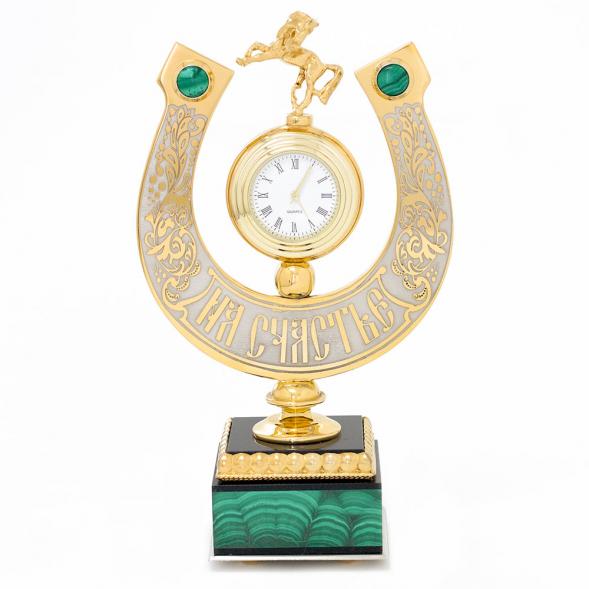 Часы &amp;quot;Подкова на счастье&amp;quot; камень малахит Златоуст 116017