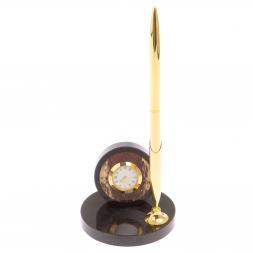 Часы настольные с ручкой камень яшма