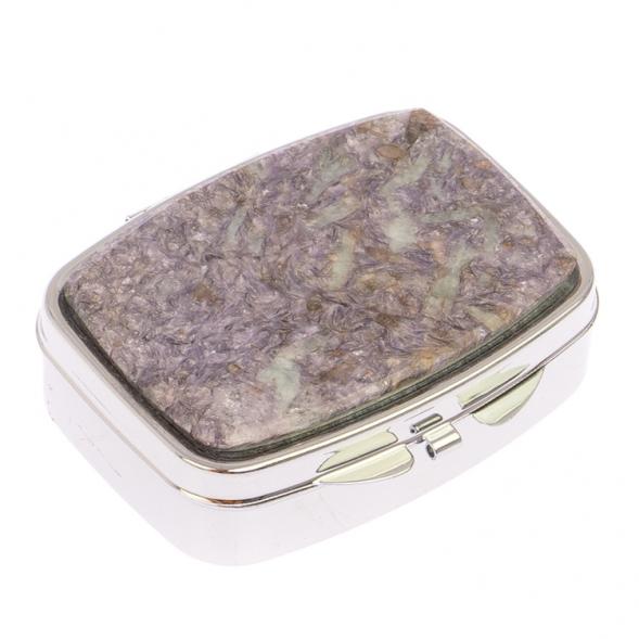 Таблетница на 2 отделения камень лепидолит цвет серебро 125745