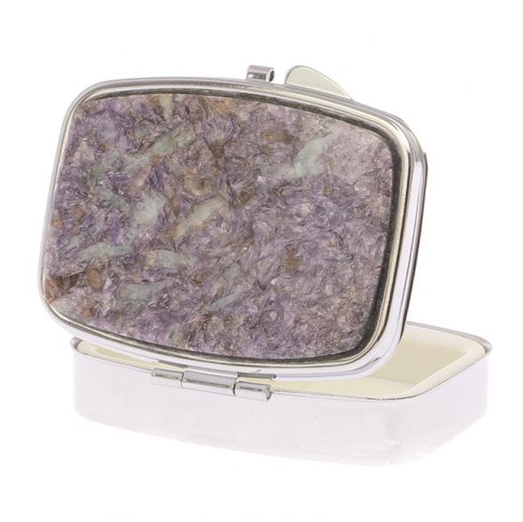 Таблетница на 2 отделения камень лепидолит цвет серебро 125745
