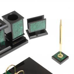 Настольный набор &amp;quot;Георгий Победоносец&amp;quot; из малахита