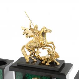 Настольный набор &amp;quot;Георгий Победоносец&amp;quot; из малахита