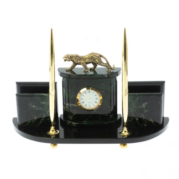 Настольный прибор &amp;quot;Гепард&amp;quot; камень нефрит 128593