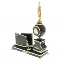 Настольный набор с визитницей "Фемида" змеевик