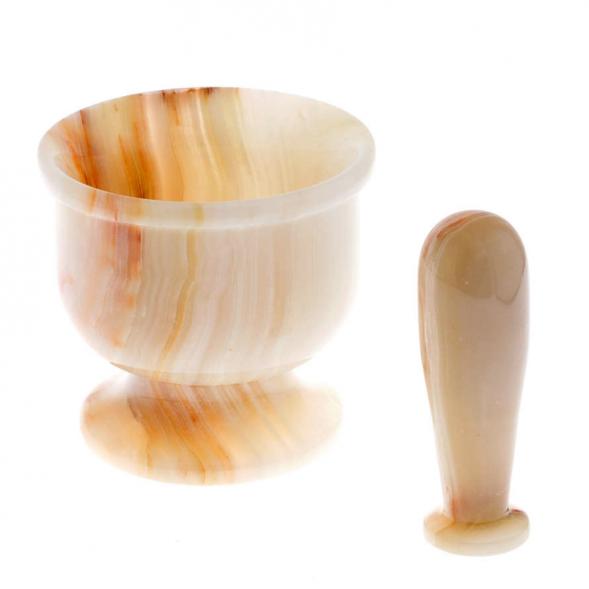 Каменная ступка с пестиком из натурального оникса 11,7х15,5 см 121843