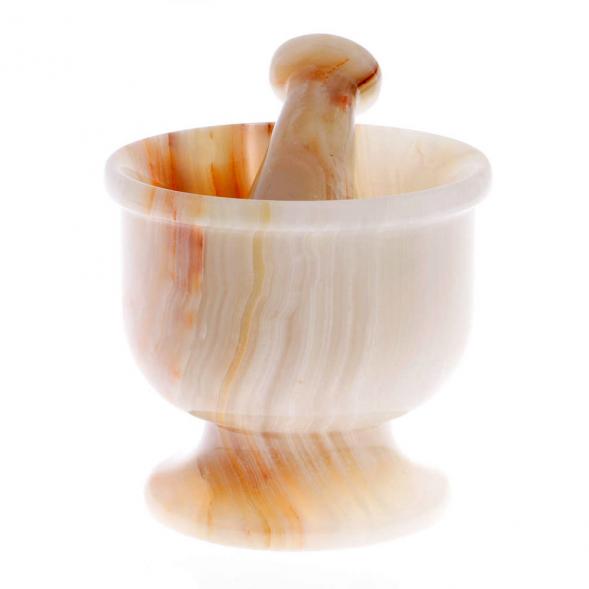 Каменная ступка с пестиком из натурального оникса 11,7х15,5 см 121843