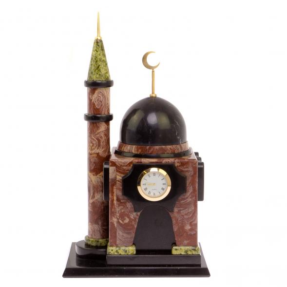Часы &amp;quot;Мечеть&amp;quot; из камня лемезит, долерит, змеевик 125205