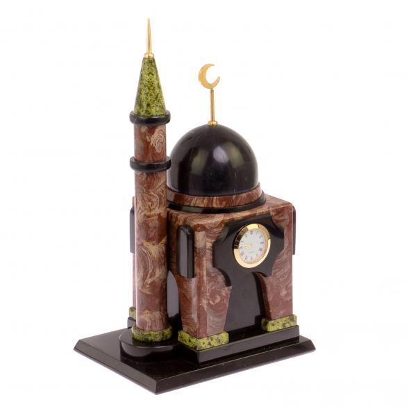 Часы &amp;quot;Мечеть&amp;quot; из камня лемезит, долерит, змеевик 125205