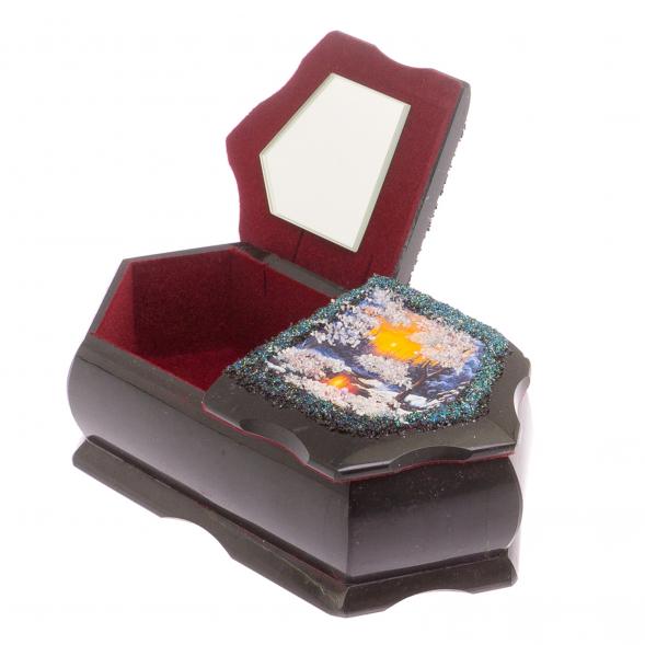 Шкатулка из змеевика &amp;quot;Хозяйка медной горы зимний пейзаж&amp;quot; 20х10х7,5 см 125518