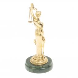 Бронзовая статуэтка "Фемида" на подставке из нефрита