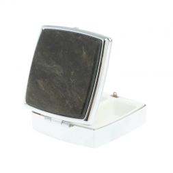 Таблетница на 2 отсека камень золотистый обсидиан цвет серебро