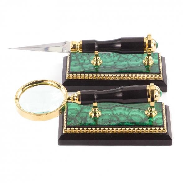 Настольный набор &amp;quot;Лев&amp;quot; малахит 119734