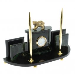 Настольный прибор "Медведь" из нефрита