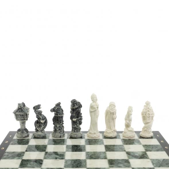 Шахматы &amp;quot;Русские сказки&amp;quot; доска 40х40 см мрамор / шабровский змеевик 129349