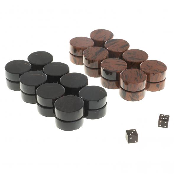 Набор фишки для нард 28 мм и кубики из обсидиана 122954