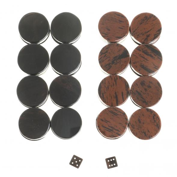 Набор фишки для нард 28 мм и кубики из обсидиана 122954