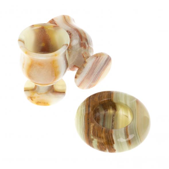 Набор водочный 2 рюмки и пепельница из оникса (2х3) 128821