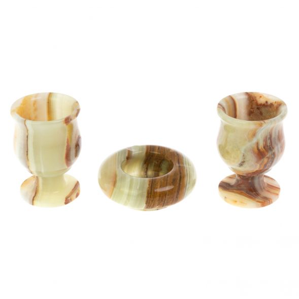 Набор водочный 2 рюмки и пепельница из оникса (2х3) 128821