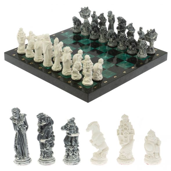 Шахматы &amp;quot;Русские сказки&amp;quot; доска 40х40 см шабровский змеевик 129350