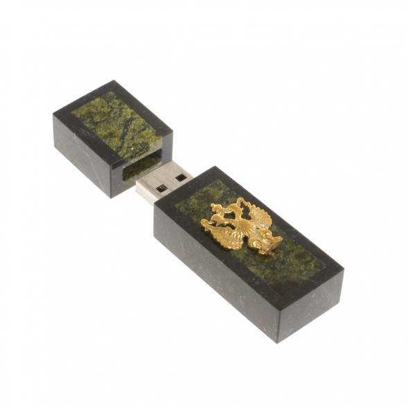 Флешка из камня змеевик с гербом РФ 32 GB 121104