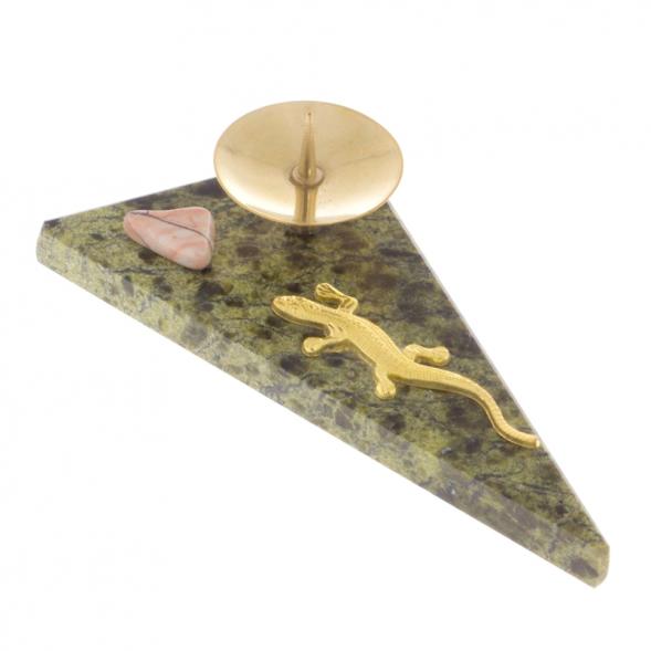 Подсвечник треугольный &amp;quot;Ящерица&amp;quot; змеевик 122181