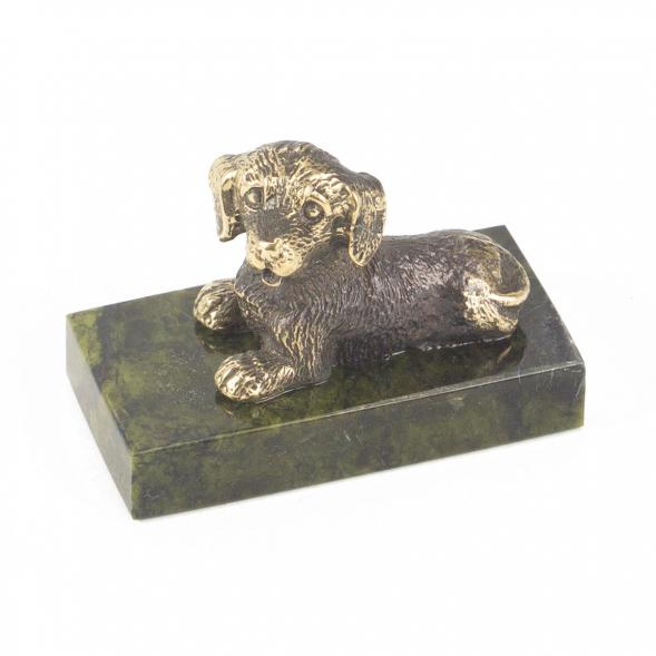 Статуэтка &amp;quot;Собачка малая №8&amp;quot; бронза змеевик 118756