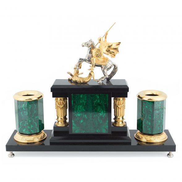 Письменный прибор из малахита &amp;quot;Георгий Победоносец&amp;quot; 118857