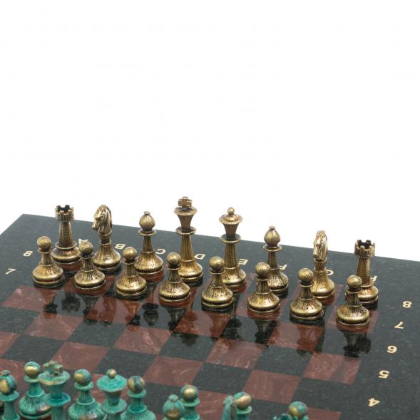Шахматы &amp;quot;Стаунтон&amp;quot; фигуры бронза / патина 28х28 см из лемезита 128211