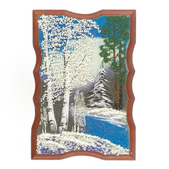 Панно прямоугольное &amp;quot;Зимний пейзаж&amp;quot; 22х15 см каменная крошка 119519