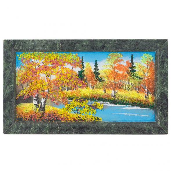 Картина из камня &amp;quot;Осенний пейзаж&amp;quot; рамка змеевик 23х13 см 120631