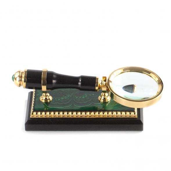 Лупа на подставке из малахита в подарочной коробке 121013