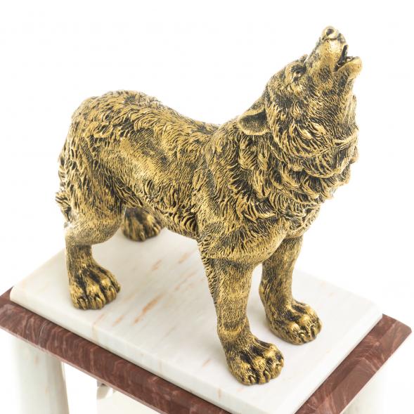 Часы настольные &amp;quot;Волк&amp;quot; лемезит, мрамор 123342