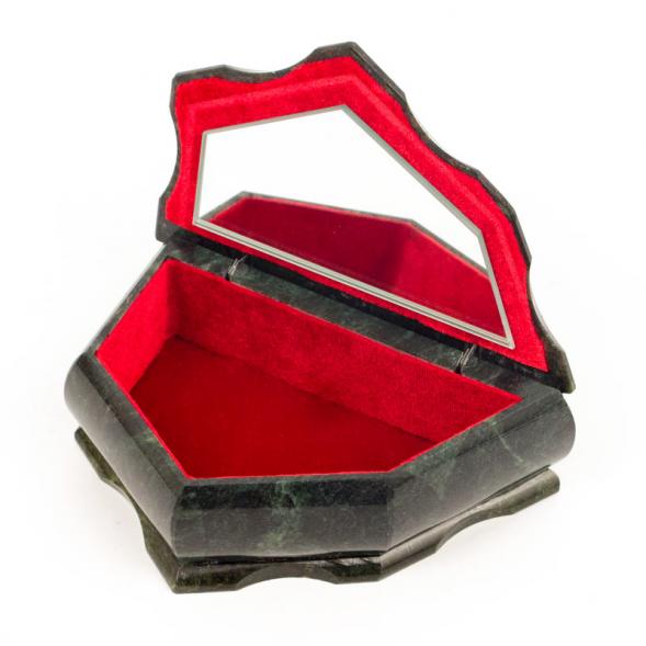 Шкатулка скошенная большая змеевик 17х10х9 см 112041